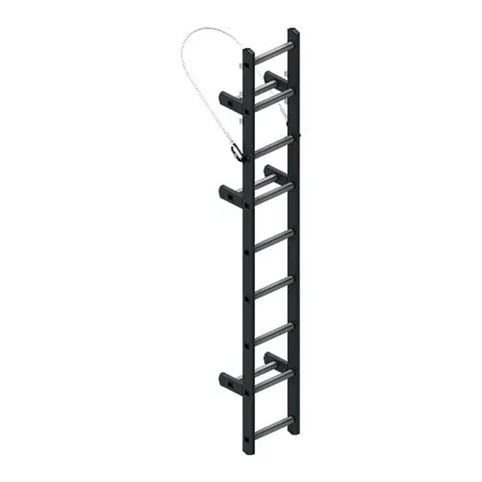 RIGID BOARDING LADDER WITH WIRE LANYARD